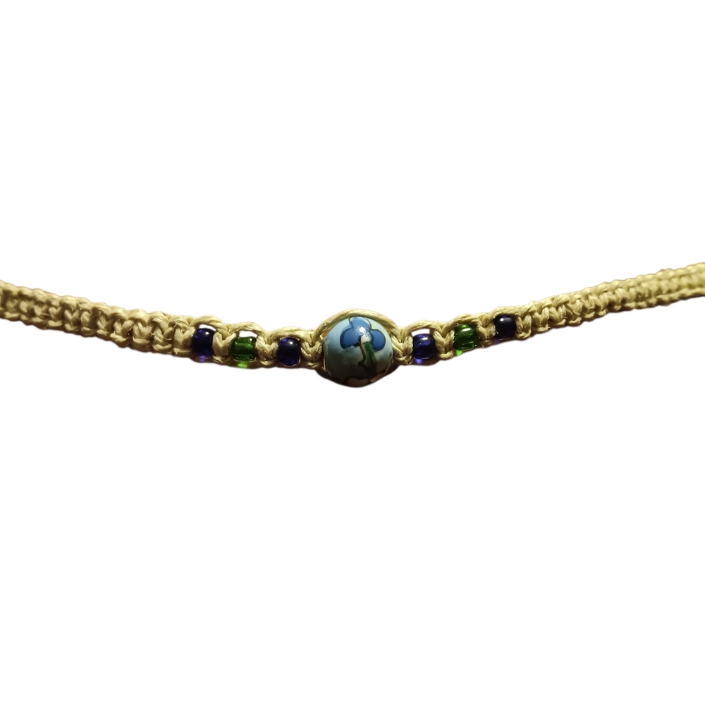 Handcrafted Beaded Bracelet with Blue and Green Accents